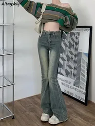 Jeans da donna Jeans a zampa Donna Skinny a vita alta Estetici Y2k Abbigliamento Pantaloni in denim Vintage lavato Retro Lavaggio Moda coreana Street 231016
