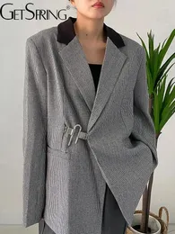 Ternos femininos blazer casaco cor combinando emenda xadrez blazers e jaquetas vintage plus size preto terno casacos 2023