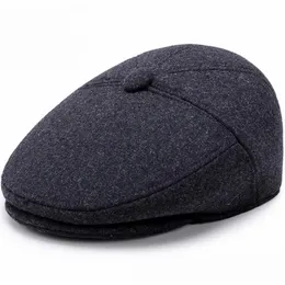 HT1851 الرجال قبعات القبعات الخريف الشتوية مع رفرف الأذن خمر Newsboy Ivy Caps Wool Blend Men Darm Darm Beret272z