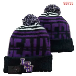 Cappellini da uomo Cappelli NCAA Tutte le 32 squadre Lavorato a maglia con risvolto Pom Alabama Tigers Berretti a righe Linea laterale Lana calda USA College Sport Cappello lavorato a maglia Berretto da hockey per donna