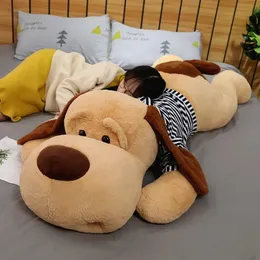 Plush dockor Giant Dog Toy Big Sleeping Stuffed Puppy Doll Soft Animal Cartoon Cillow Baby Back Cushion Girls Present 231016