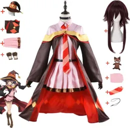 Cosplay Anime Konosuba Guds välsignelse över denna underbara värld Megumin Cosplay Costume Wig Hat Cloak Dress Hallowen Carnival Party Suit