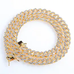 Iced Out Miami Catena a maglia cubana Argento Catene d'oro da uomo Collana Bracciale Moda Gioielli Hip Hop 9MM194Z