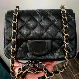 10A Designer Crossbody Bag Womens Mini Square Classic Flap Chain Bolsa de Ombro Caviar Lambskin Luxury Designers Quilted Bolsa Espelho Qualidade Vintage CC Bolsa 17cm