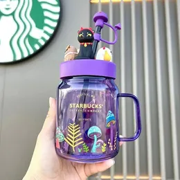 2023 Starbucks Drinkware Halloween Limited Purple Elf Little Monster Creative Gift Diving Glass Straw Cup525ml Picie Cup