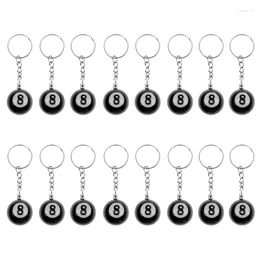 Keychains 16 Pcs Billiard Pool Keychain Snooker Table Ball Key Ring Gift Lucky NO.8 25Mm