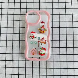 Transparent TPU PC Mobile Phone Cases for Iphone 13 14 15 Pro Max Santa Claus Fashion Big Wave Design Ice Cream Bumper Shockproof Cover