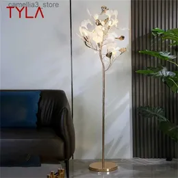 Golvlampor TYLA NORDIC Creative Floor Lamp Ginkgo Flower Form Light Modern LED DECORATIVE FÖR HEMBLANDE SATMUM Q231016