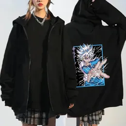 Herren Hoodies x Anime Reißverschluss Killua Zoldyck Print Männer Frauen Sweatshirt mit Harajuku Unisex Streetwear Tops