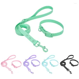 Collares para perros Conjunto de collar y correa para mascotas de lujo Correa morada impermeable de PVC ajustable para suministros de accesorios medianos y pequeños