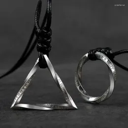 Anhänger Halsketten Mode Kreis Dreieck Mobius Streifen Halskette Leder Seil Kette Geometrie Für Männer Frauen Hip Hop Schmuck