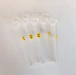 Gülümseme Yüz Kalın Pyrex Cam Yağ Brülör El Borusu - 12 cm Smiley Sigara Borusu