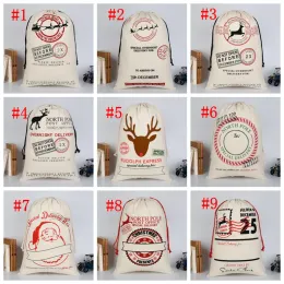 Santa çuvalları monogramlanabilir Noel hediye çantaları Santasack Drawstring Çantası Santaclaus Deer 33 Tasarımlar Toplu Zz