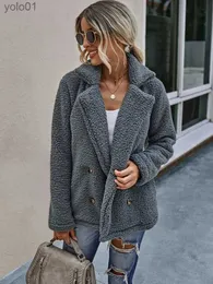 Женское меховое пальто из искусственного меха 2023, осень-зима, плюшевое пальто, женское пальто из искусственного меха Fe, большая плюшевая куртка, женская верхняя одежда, пальто, толстые теплые плюшевые пальтоL231016