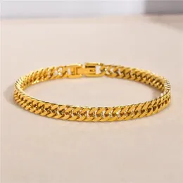 Chain ZORCVENS New Fashion Cuban Link Bracelet for Men and Women Gold Color Stainless Steel Wristband Jewelry Gifts 231016