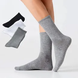 Мужские носки, мужские однотонные хлопковые деловые повседневные дышащие мужские длинные высокие носки, черные, белые, серые носки Calcetines, Прямая поставка