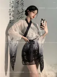 Lässige Kleider WOMENGAGA Kleid Eleganter V-Ausschnitt Süße würzige Tinte Alter Stil Chinesischer Hanfu-Cardigan Transparent Weiß Dünn Retro 9TI8