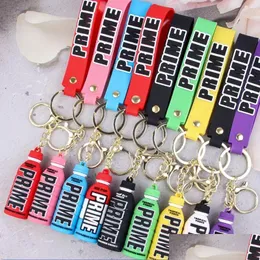 Party Favor Keychains Lanyards Prime Drink Rubber Keychain Cute Bottle Key Chains Ornament Car Bag Pendant Keyring Drop Delivery Hom Dhom0