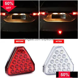 12V Car F1 Style Triangle Red Led 3Rd Rear Bumper Tail Stop Strobe Light Center Brake Lights Accessories Drop Delivery