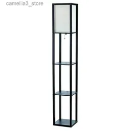 Lampen einfache Konstruktionen Stöbe Lampe Etagere Organizer Lagerregal mit Leinenschatten schwarz q231016