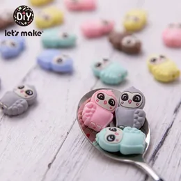 Diş Piller Oyuncaklar Yapalım 50 PCS OWL Gıda Sınıfı Silikon Boncuklar Bebek Silikon Teether Silikon Diy Teether Kolye Accessorie Bebek Toy 231016