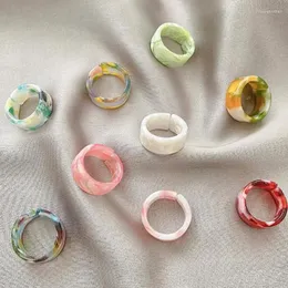 Cluster Rings Transparent Colorful Adjustable Acrylic Resin Open C-Shaped Knuckle Stacking Aesthetic Ring Gifts For Women Girls