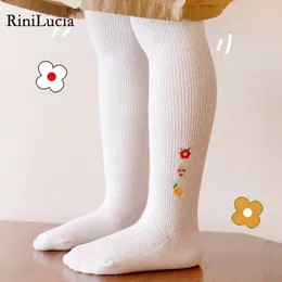Leggings Tights Rinilucia Sweet Baby Tights For Girls Autumn Winter Sticked Warm Born Toddler Tight Floral Embroidery Socks Accessories 231016
