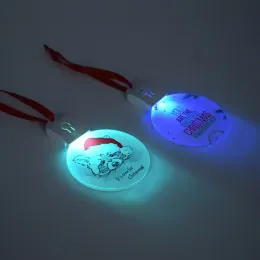 Ornements de Noël en acrylique LED vierges par Sublimation avec corde rouge pour arbre de Noël ZZ