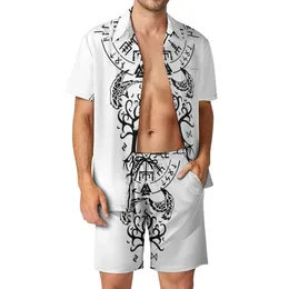 Men's Tracksuits Viking Rune Beachwear Men Sets Symbol Casual Shirt Set Summer Printed Shorts Two-piece Hawaii Suit Plus Size