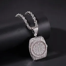 Fashion-R Dial Pendant Necklace Mens 힙합 목걸이 보석 보석 금 쿠바 체인 284p와 새로운 패션 시계 펜던트 목걸이