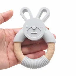 Beißringe Spielzeug Chenkai 10PCS Kaninchen Banane Silikon Holz für DIY Baby Pflege Kauen Beißring Kette Anhänger Halskette Spielzeug 231016