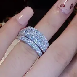 Victoria Wieck Lüks Takı Full Miny 5A Kübik Zirkonya 925 STERLING Gümüş Beyaz Topaz Kadınlar Düğün Nişan Band Ring Hediye 229Q