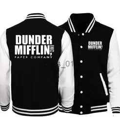 남성용 재킷 인기있는 미국 TV D-Dunder Mifflins Inc. 야구 재킷 스웨트 셔츠 재킷 겨울 긴 소매 캐주얼 스웨트 셔츠 탑 x1016