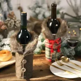 Dekoracje świąteczne Fengrise for Home Santa Claus Butelka wina okładka Snowman Stocking Holders Diref