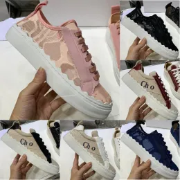 Luxury Women's Shoes Brand Sneakers Shoes Designer Sneaker Floral Brocade äkta Leather Women Shoe Lace Brodery av Bagshoe Size35-40