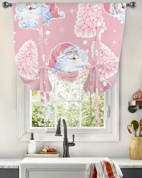 Tenda Rosa Albero di Natale Fiocco di neve Babbo Natale Finestra per soggiorno Camera da letto Balcone Caffè Cucina Tie-up Romano