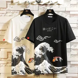 メンズファッションアニメプリント特大Tシャツヒップホップコットンティーオタン夏夏の日本の男性因果ファッションルーズトップ2632