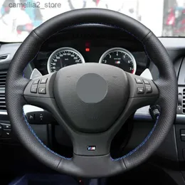 Pokrywa kierownicy hkoade czarna miękka miękka sztuczna skórzana skóra przeciwpoślizgowa okładka kierownicy dla BMW E70 x5 M 2010-2013 E71 x6 M 2010-2014 Q231016