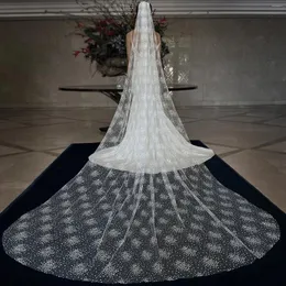 Véus nupciais mza16 longo véu de casamento com brilho luxo catedral glitter prata 1 camada noiva espumante acessórios