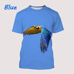 Men's T Shirts 2023 Summer Fashion Cute Animal Tee Parrot Colorful Flower Bird Male And Female 3D Printing Shirt