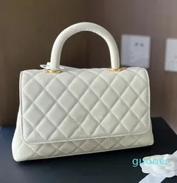 Havyar deri çanta çanta üst sapları totes moda altın zincir crossbody çanta yüksek kaliteli inek derisi omuz çantası pochette cüzdan 24cm