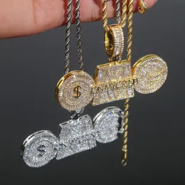 W moim liście Crind OMC z znakiem dolarowym Znak Wisianek Naszyjnik Zasiłek na mężczyzn Bling Cubic Zirconia CZ Charm Gold Hip Hop Mash