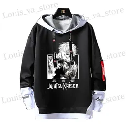 Men's Hoodies Sweatshirts Anime Jujutsu Kaisen for Men Hoodies Satoru Gojo Print Sweatshirts Y2K Ribbon Letter Hoodie Women Patchwork Long Sleeved Clothes T231016