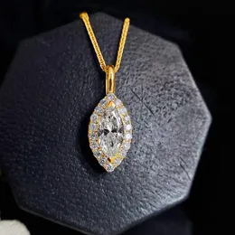 Collane con pendente Szjinao 5 * 10mm 1ct Collana Marquise per le donne Certificato Ciondolo in oro giallo Gioielli da sposa di lusso di alta qualità 231013