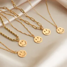 Slovehoony S925 Silver 18K Gold Smiley Face Custom Chain Necklace Söta lyckliga smycken