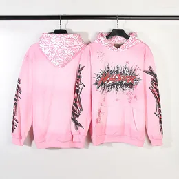 Erkek Hoodies Vintage Hellstars Hoodie Erkekler Kadın Yüksek Kaliteli Lake Kapalı Çamur Boya Tarzı Kapşonlu Sweatshirts Polar Külot