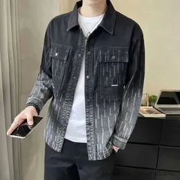 Men's Jackets Denim jacket men's spring and autumn 2023 new trend size jacket ruffled and handsome contrast color men's jacket R231016