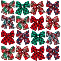 Vestuário para cães Natal xadrez Bowties Bowknot Collar Snowflake Imprimir Grooming Slidable Suprimentos Férias de Inverno