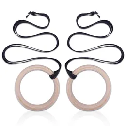 Gymnastic Rings 28/32mm Wood Gymnastics Gym Rings with 4.5m Adjustable Straps for Home Gym Crossfit Pull Up Full Body Strength Muscle Training 231012