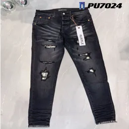 Jeans in denim dal design elasticizzato di alta qualità, adatti per pantaloni da cowboy con gamba slim dipinta con toppe verniciate da uomo-168